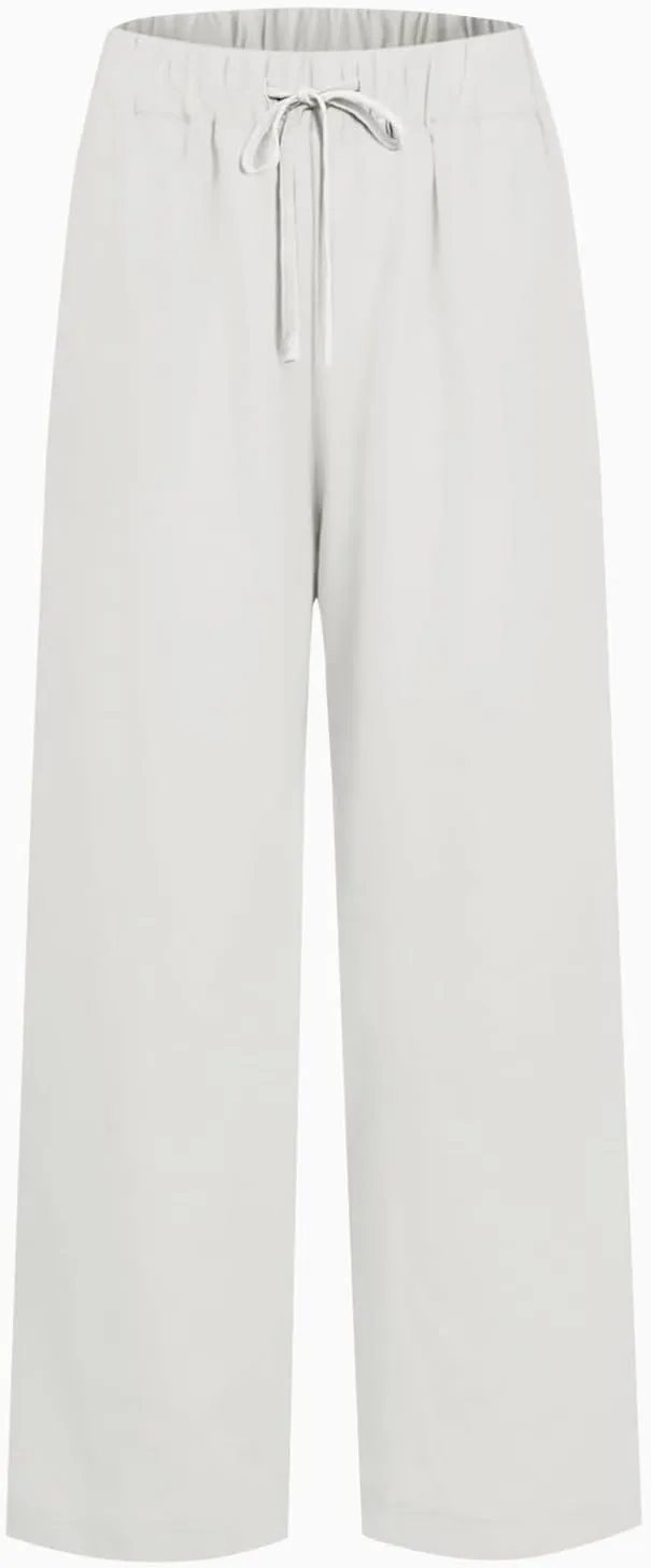 Linen Pants Women Wide Leg Flowy Boho Pants Palazzo Pants Beach with Pockets Lounge Pants Loose Fit