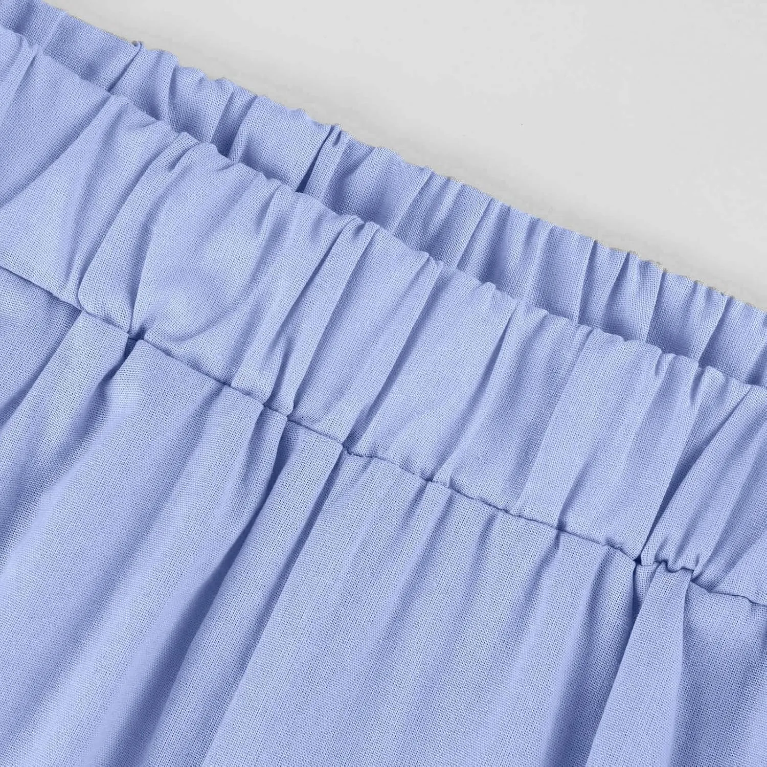 Linen Pants Womens Summer Pants Wide Leg Pants Casual with Pockets Elastic Waist Straight Leg Pants Beach Trousers