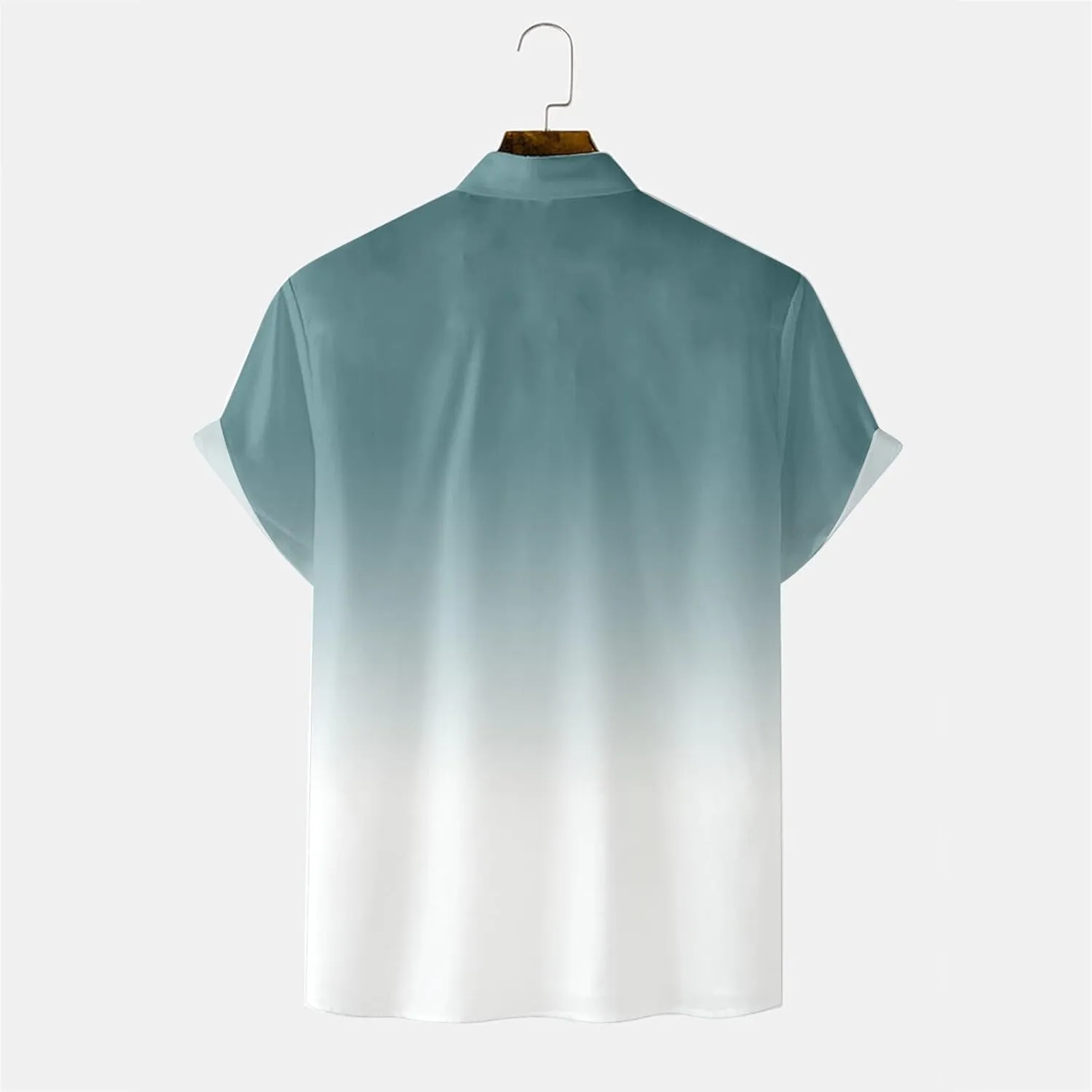 Linen Shirts for Men Gradient Short Sleeve Casual Button Down Shirt Lightweight Summer Beach Regular Fit Hawaiian Shirt