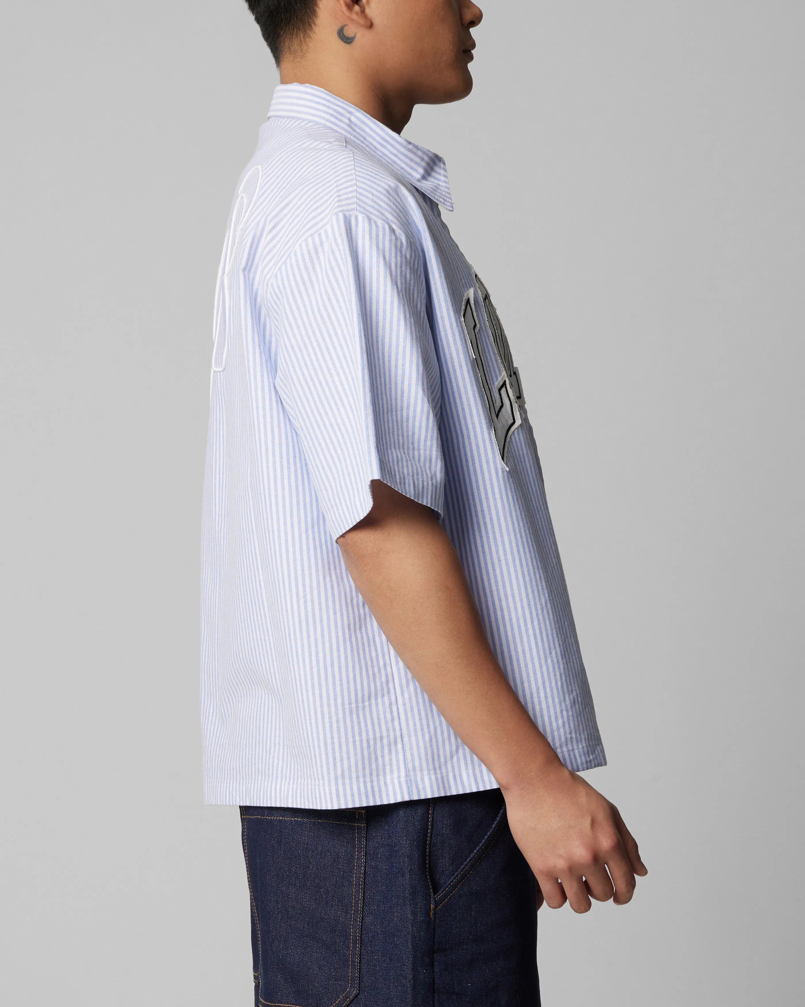 Loiter Studio Zip Shirt Blue Stripe