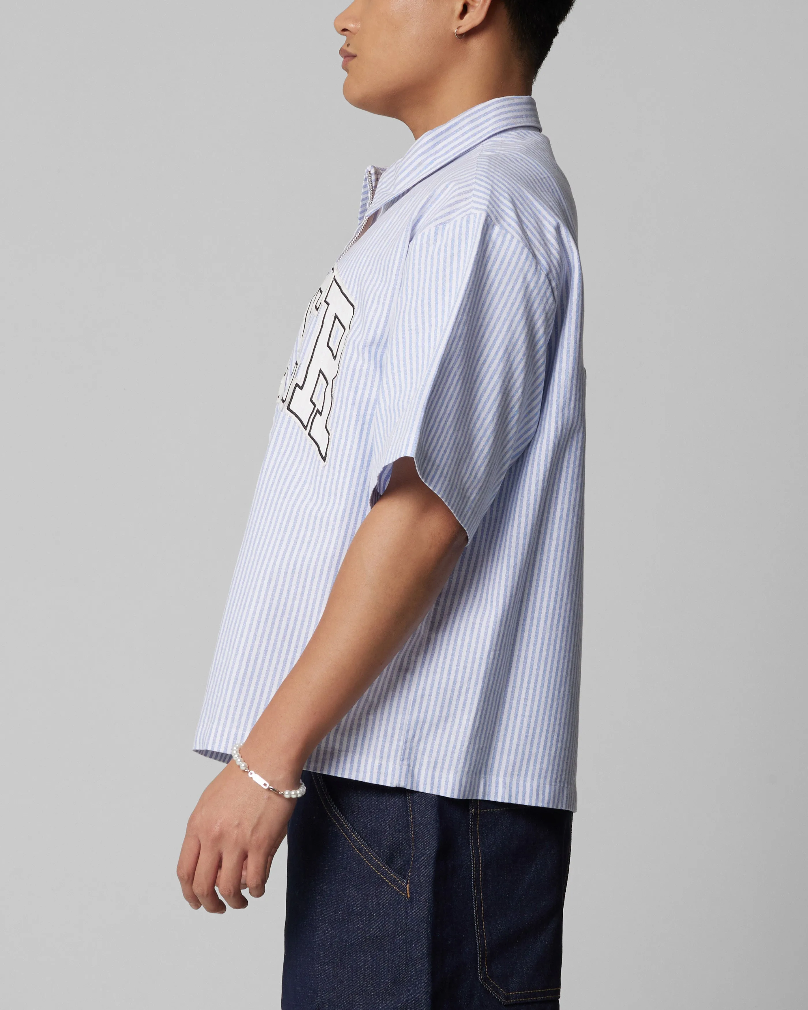 Loiter Studio Zip Shirt Blue Stripe