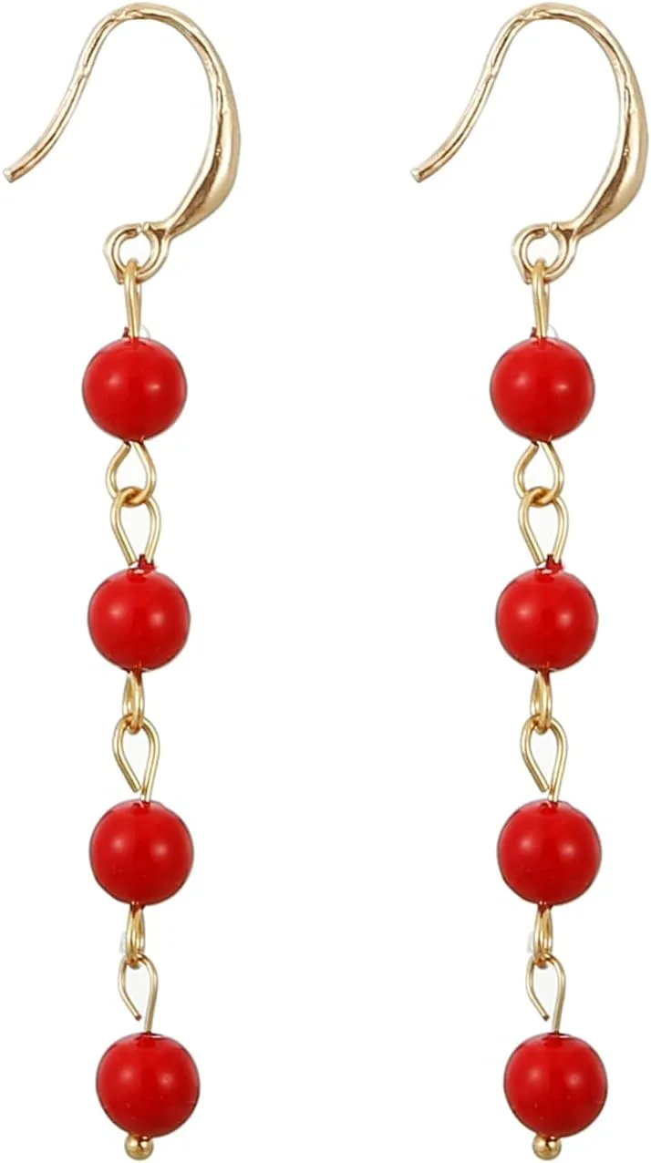 Long Pearl Earrings for Women, Shell Pearl Drop Earrings for Women 18k Gold Plated Simulated Pearl Tassel Earrings