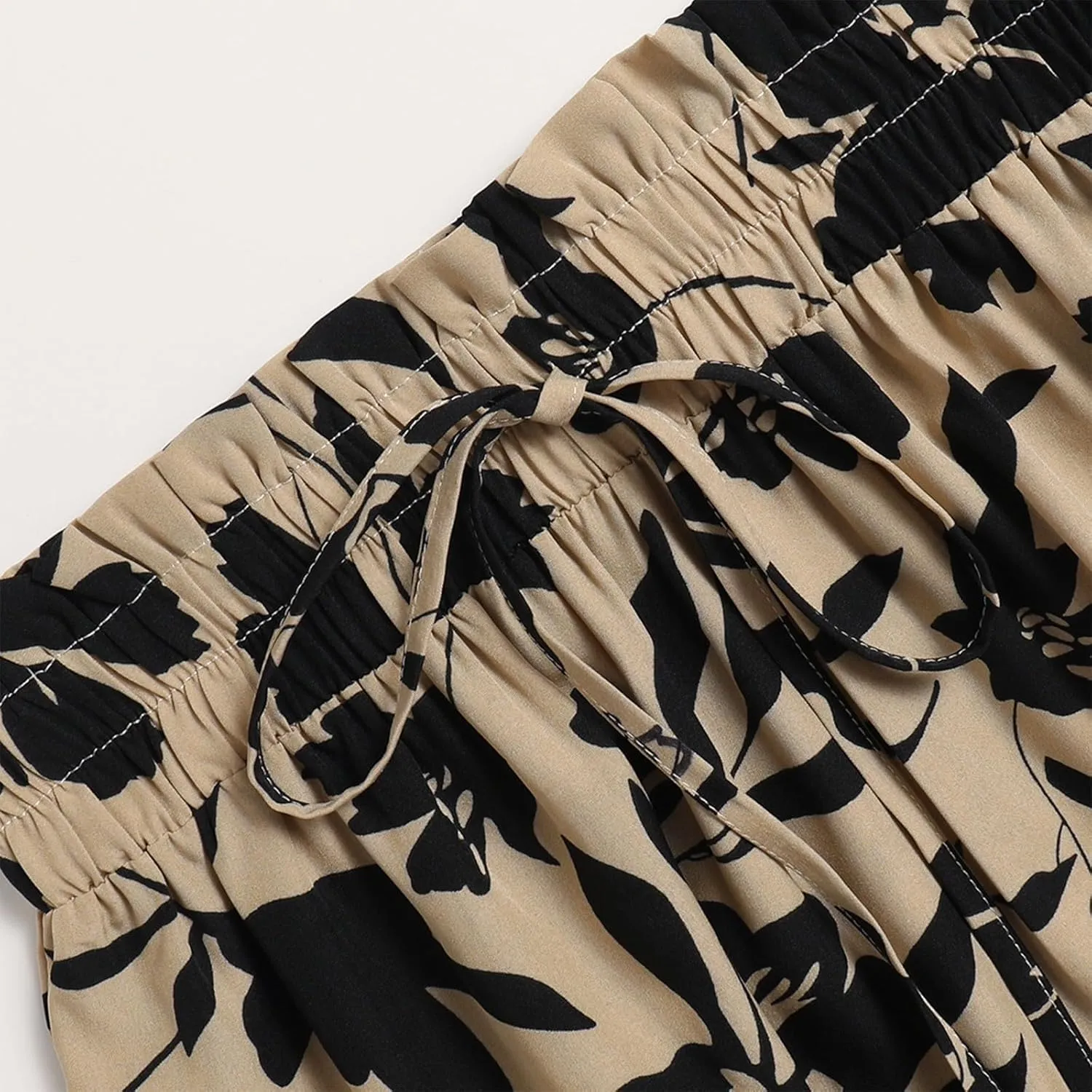 Long Skirts for Women Summer Floral Flowy Maxi Skirt Pleated High Waisted A Line Skirts Trendy Smocked Waist Skirt