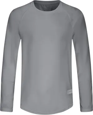 Long Sleeve Shirts for Men Breathable Moisture Wicking Sun Protection Workout T-Shirts Regular Fit Solid Color Tees