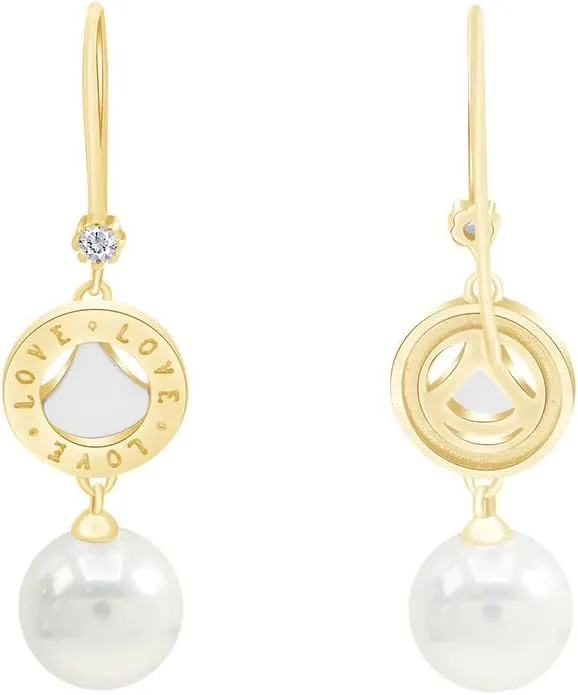Love Disk Simulated Pearl Drop Dangle Earrings in 925 Sterling Silver
