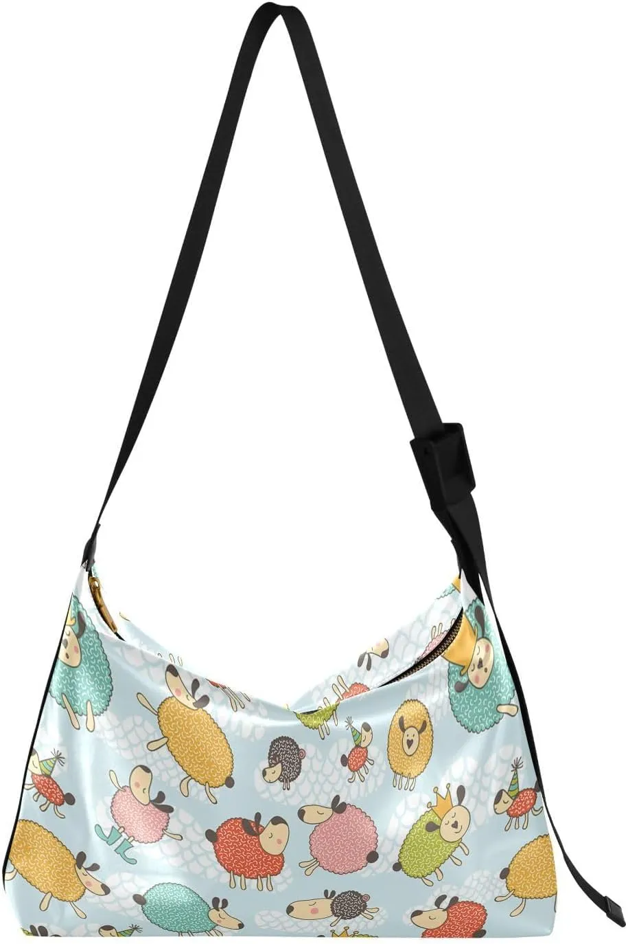 Lovely Sleepy Sheep Hobo Crossbody Bags for Women Leather Large Shoulder Bag Cross Body Trendy Womens Tote Bags Handbag for Travel Shopping