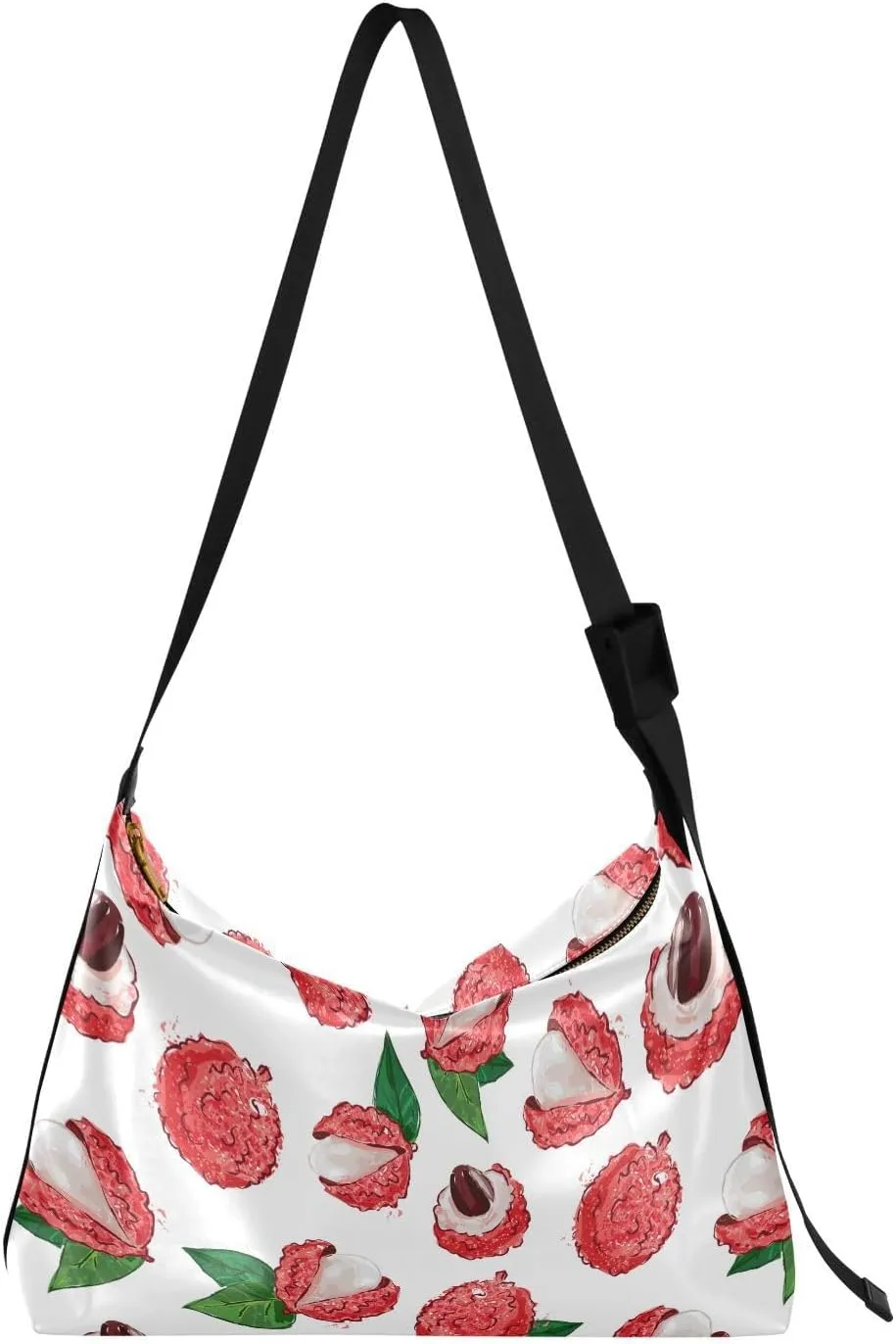 Lychee Pattern Hobo Crossbody Bags for Women Leather Large Shoulder Bag Cross Body Fruit Trendy Womens Tote Bags Handbag for Travel Shopping