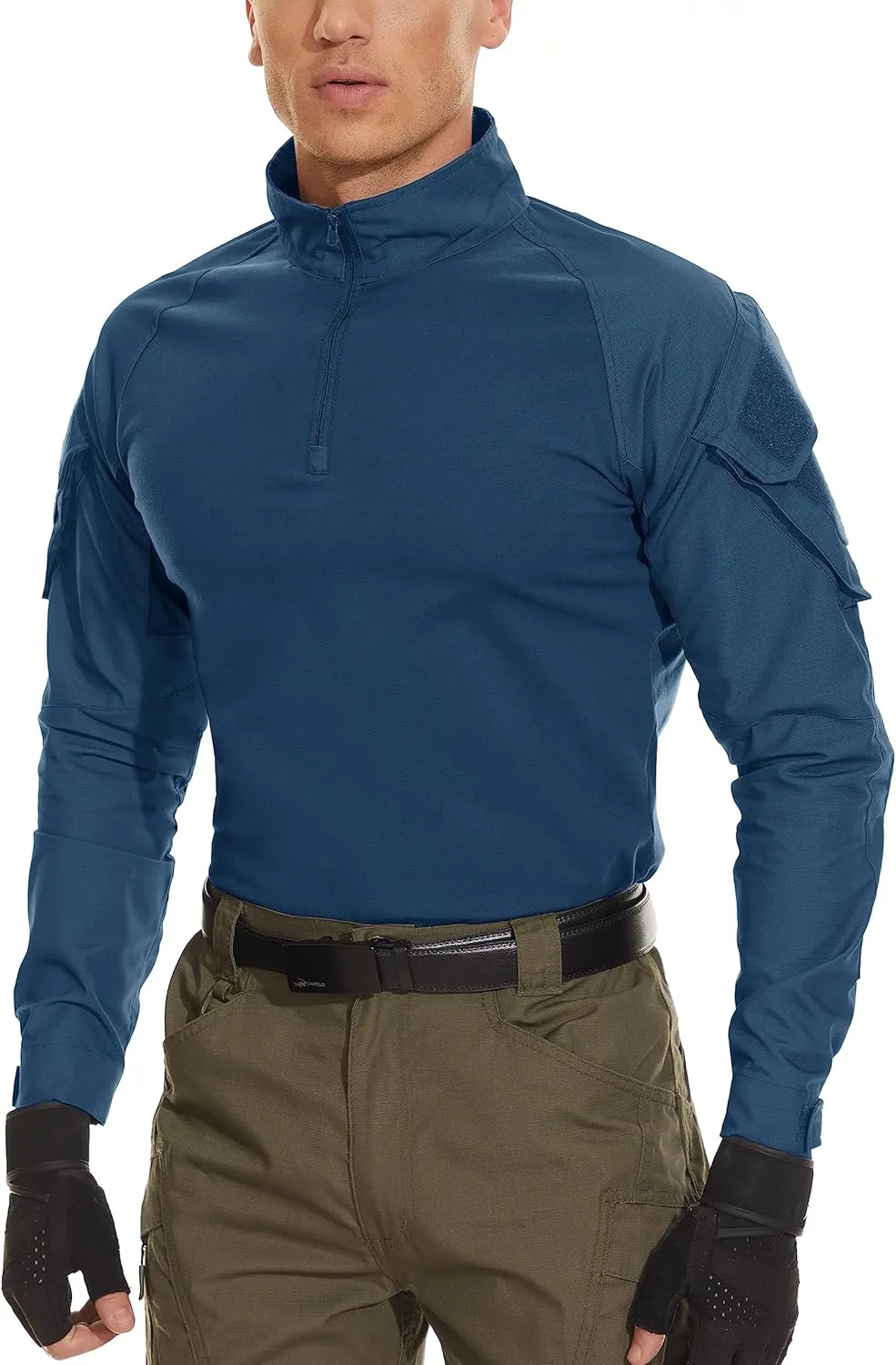 MAGCOMSEN Men's Tactical Military Shirts 1/4 Zip Long Sleeve Shirt with Pockets