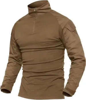 MAGCOMSEN Men's Tactical Military Shirts 1/4 Zip Long Sleeve Shirt with Pockets