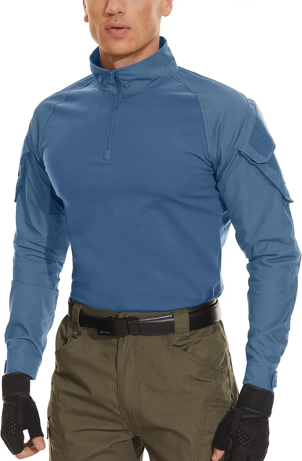 MAGCOMSEN Men's Tactical Military Shirts 1/4 Zip Long Sleeve Shirt with Pockets