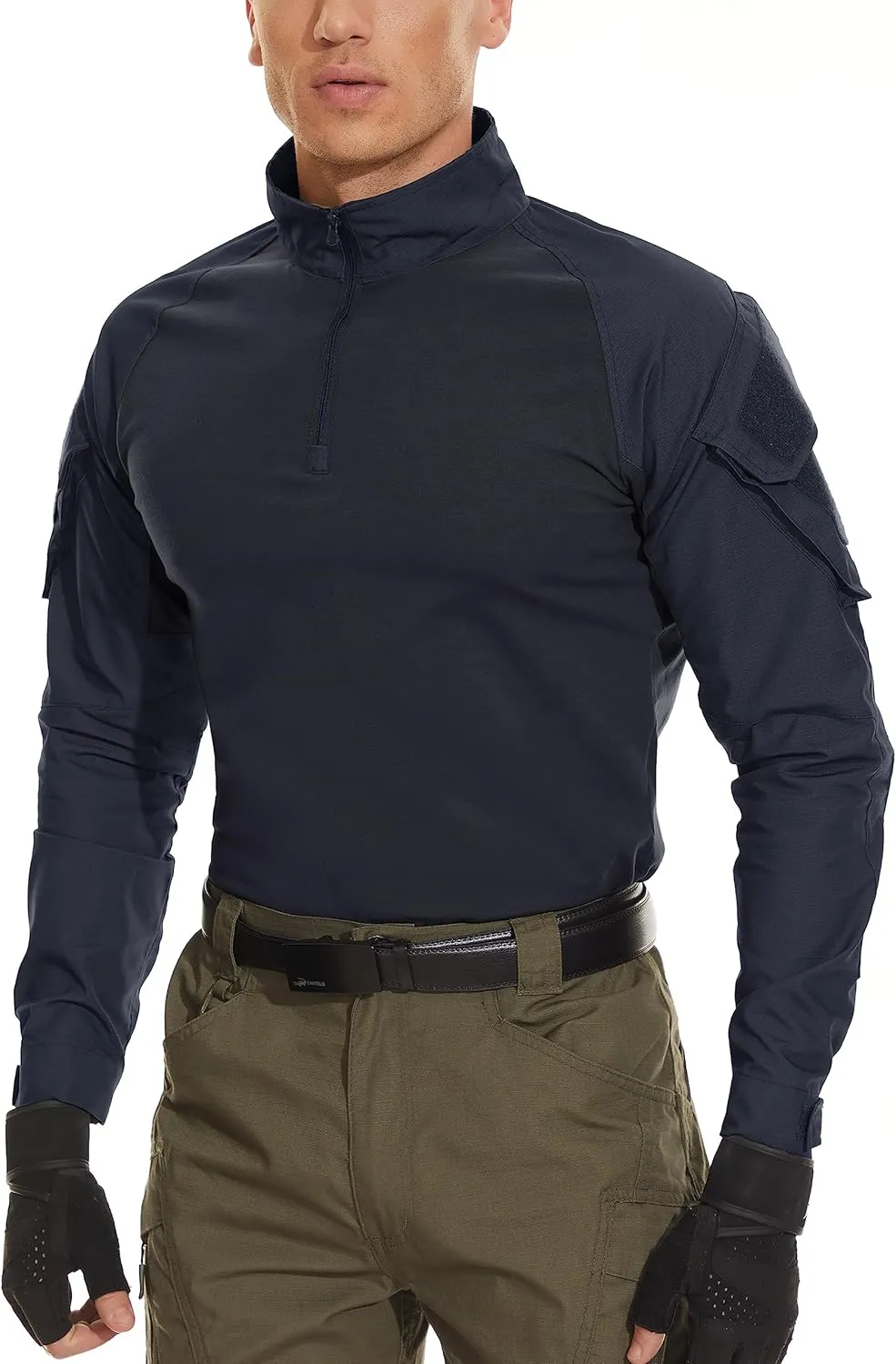 MAGCOMSEN Men's Tactical Military Shirts 1/4 Zip Long Sleeve Shirt with Pockets