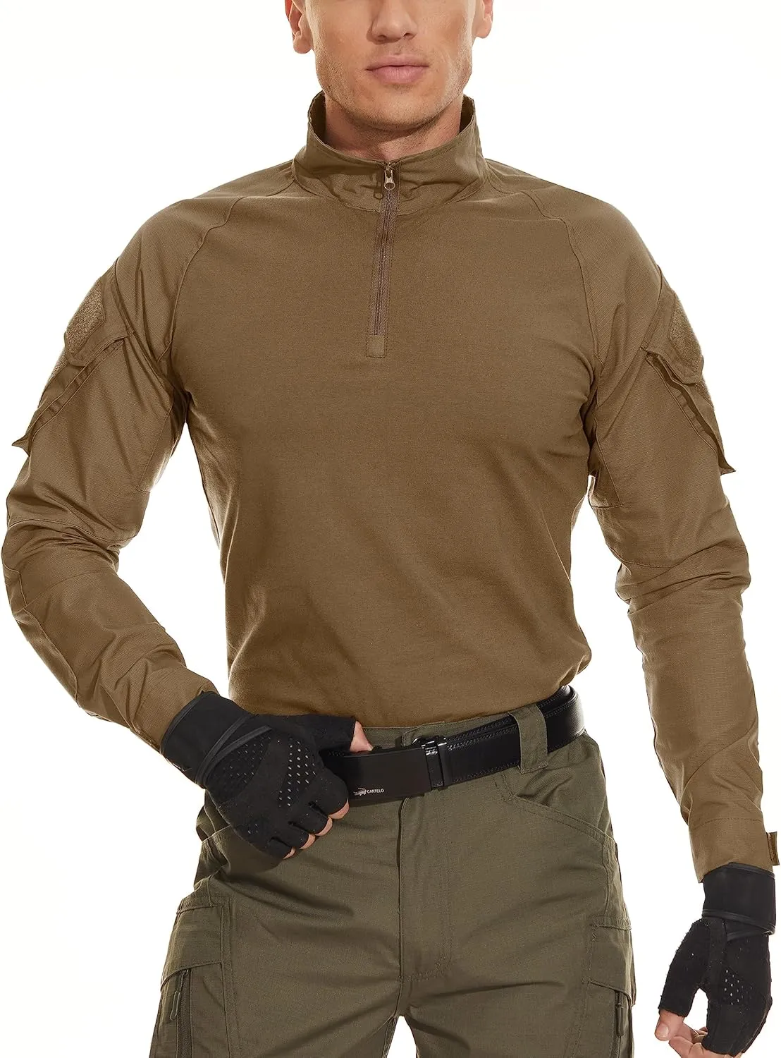 MAGCOMSEN Men's Tactical Military Shirts 1/4 Zip Long Sleeve Shirt with Pockets