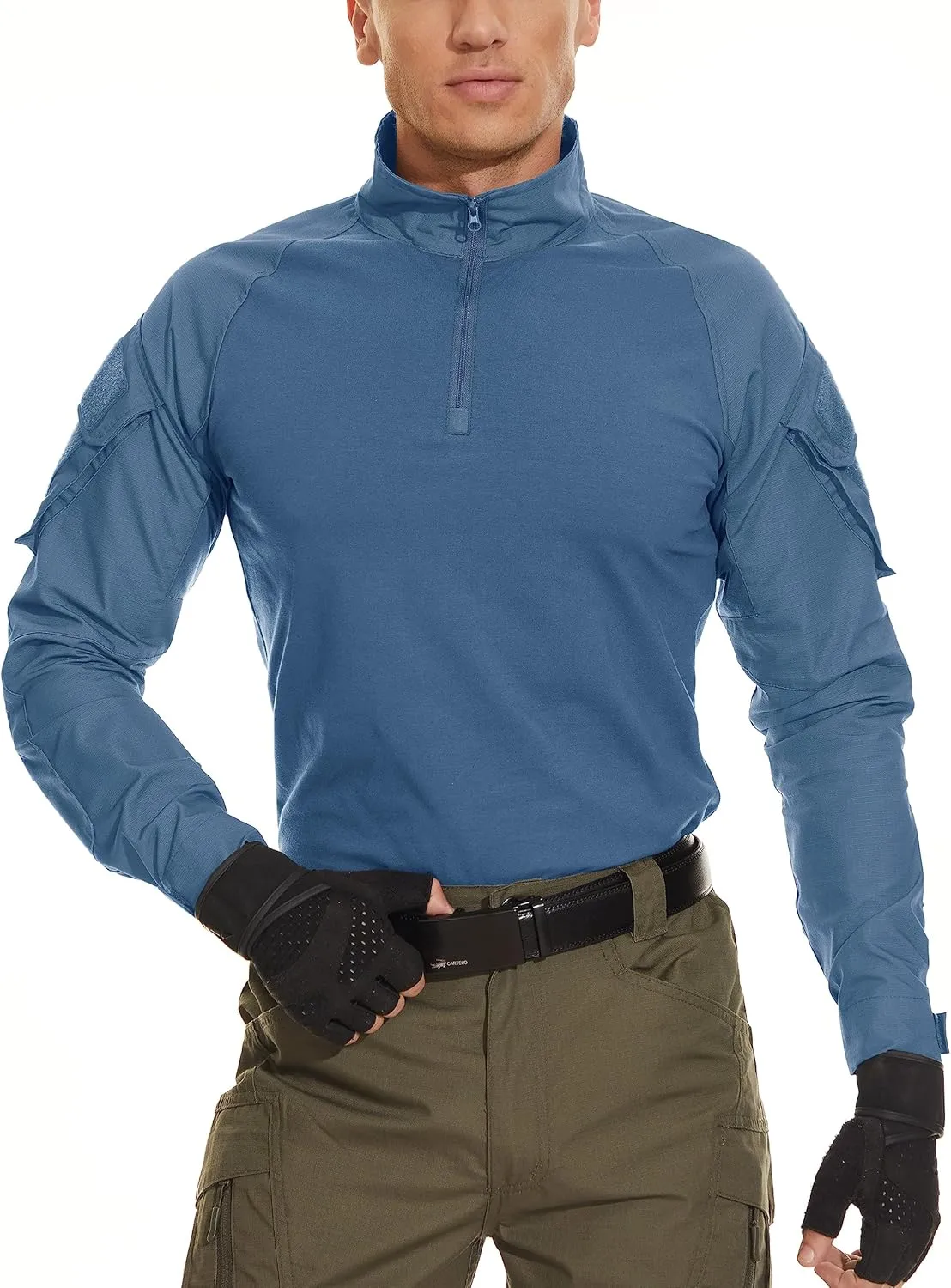 MAGCOMSEN Men's Tactical Military Shirts 1/4 Zip Long Sleeve Shirt with Pockets