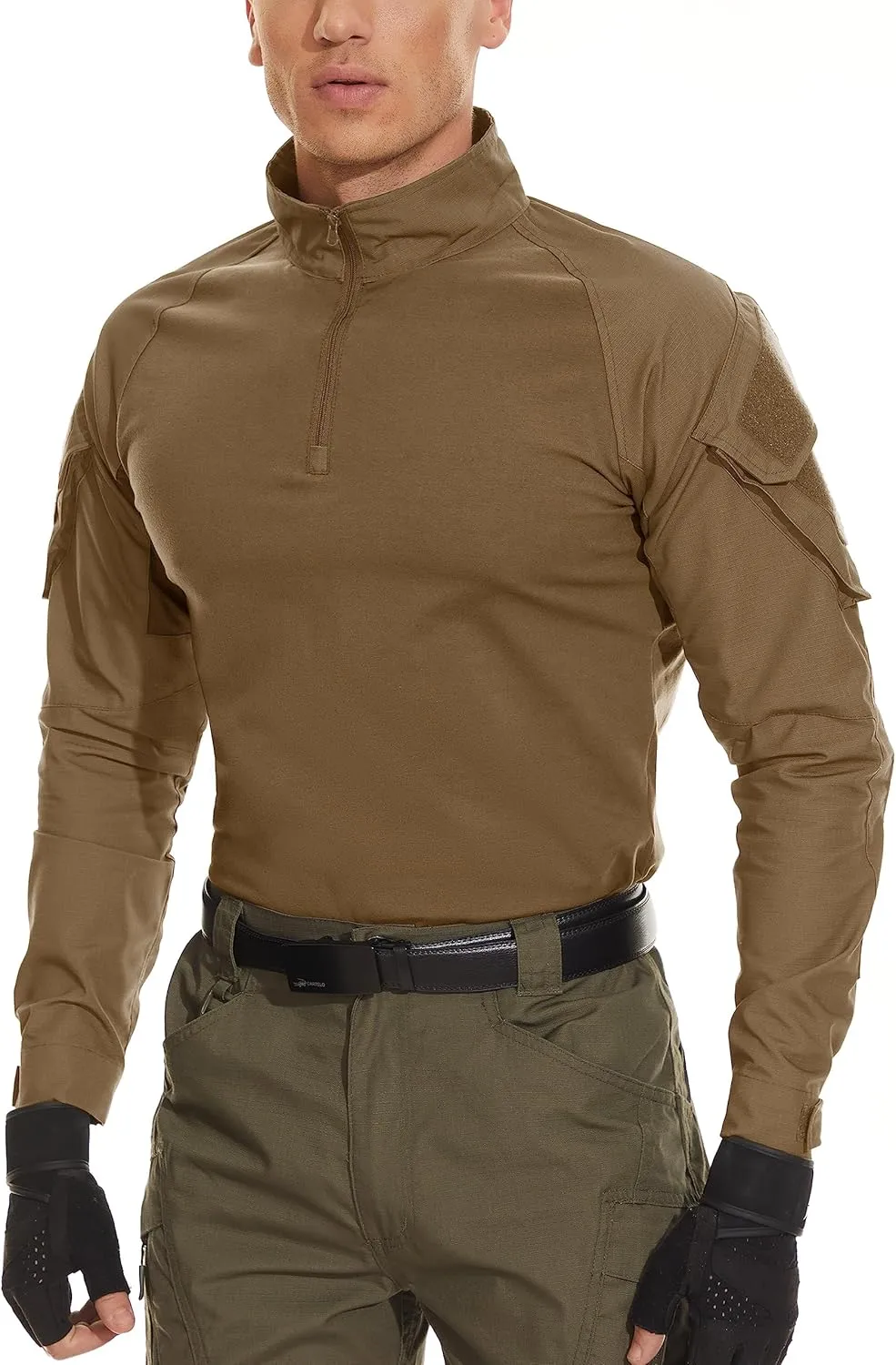 MAGCOMSEN Men's Tactical Military Shirts 1/4 Zip Long Sleeve Shirt with Pockets