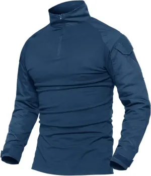 MAGCOMSEN Men's Tactical Military Shirts 1/4 Zip Long Sleeve Shirt with Pockets