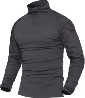 MAGCOMSEN Men's Tactical Military Shirts 1/4 Zip Long Sleeve Shirt with Pockets