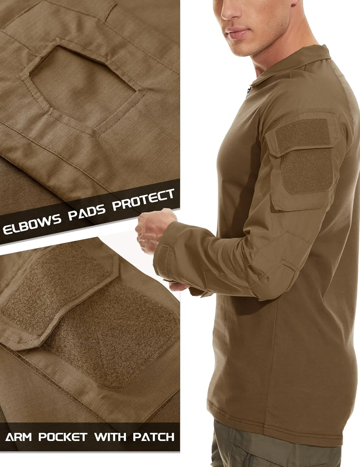 MAGCOMSEN Men's Tactical Military Shirts 1/4 Zip Long Sleeve Shirt with Pockets