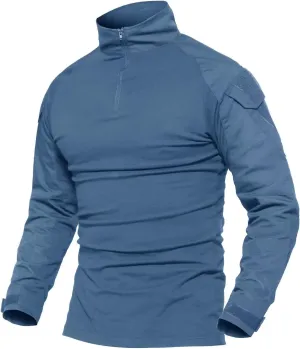 MAGCOMSEN Men's Tactical Military Shirts 1/4 Zip Long Sleeve Shirt with Pockets