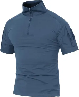 MAGCOMSEN Men's Tactical Military Shirts 1/4 Zip Short Sleeve Slim Fit Camo Shirt