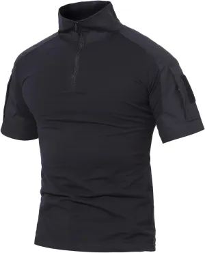 MAGCOMSEN Men's Tactical Military Shirts 1/4 Zip Short Sleeve Slim Fit Camo Shirt