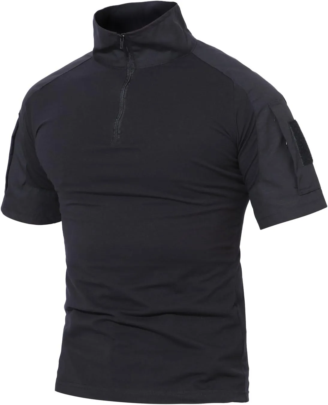 MAGCOMSEN Men's Tactical Military Shirts 1/4 Zip Short Sleeve Slim Fit Camo Shirt