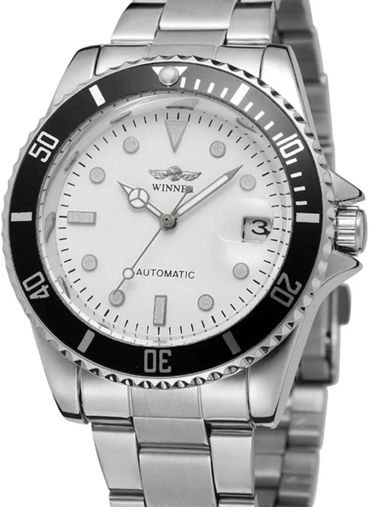 MASTOP Men Automatic Mechanical Watches Full Steel Waterproof Mens Watches with Calendar