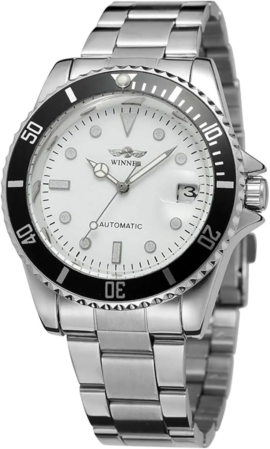 MASTOP Men Automatic Mechanical Watches Full Steel Waterproof Mens Watches with Calendar