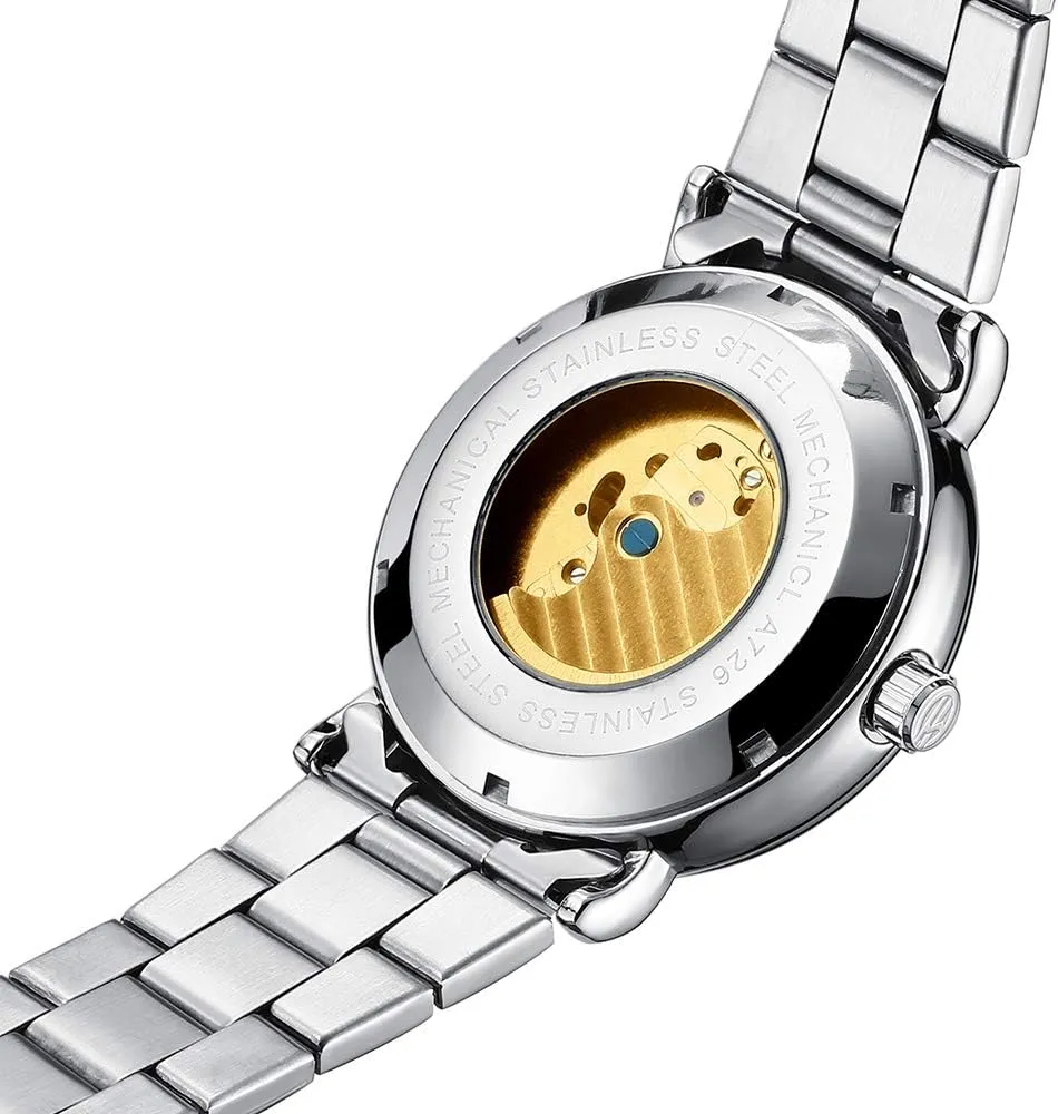 MASTOP Mens Watches Luxury Automatic Mechanical Moon Phase Sports Fashion Business Waterproof Skeleton Watches