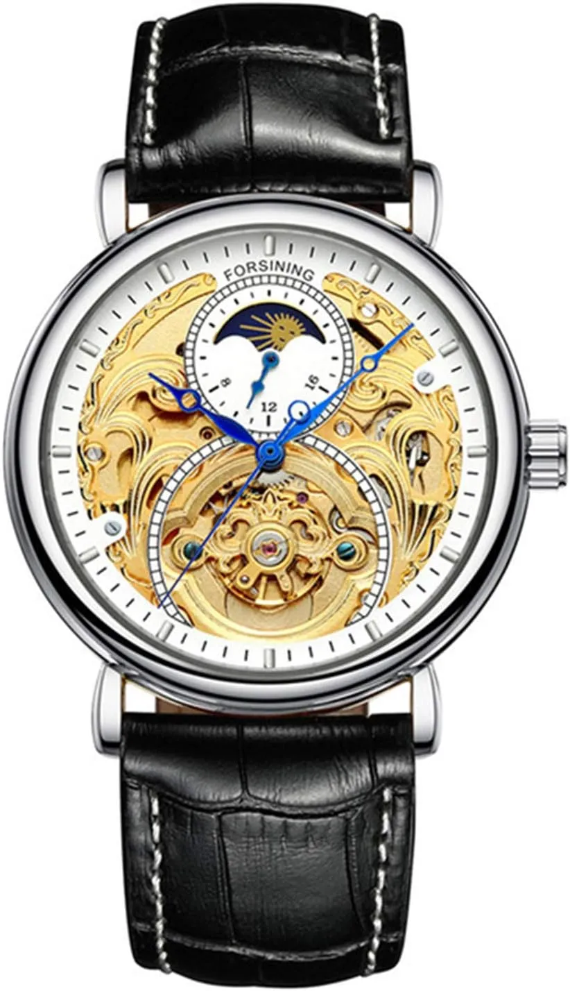MASTOP Mens Watches Luxury Automatic Mechanical Moon Phase Sports Fashion Business Waterproof Skeleton Watches