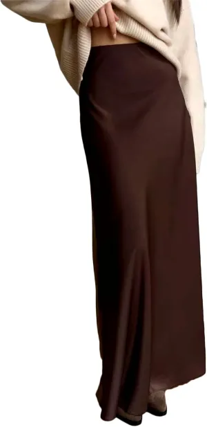 Maxi Skirt for Women Brown Large High Waisted Skirt Casual Plaid Long Skirt Colorful Polyester Mermaid Skirt