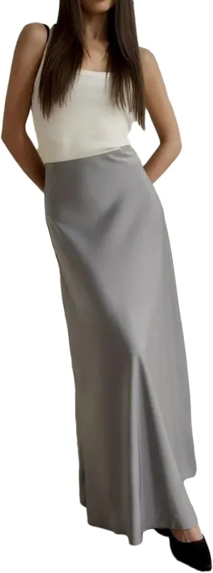 Maxi Skirt for Women Grey Large High Waisted Skirt Casual Plaid Long Skirt Colorful Polyester Mermaid Skirt