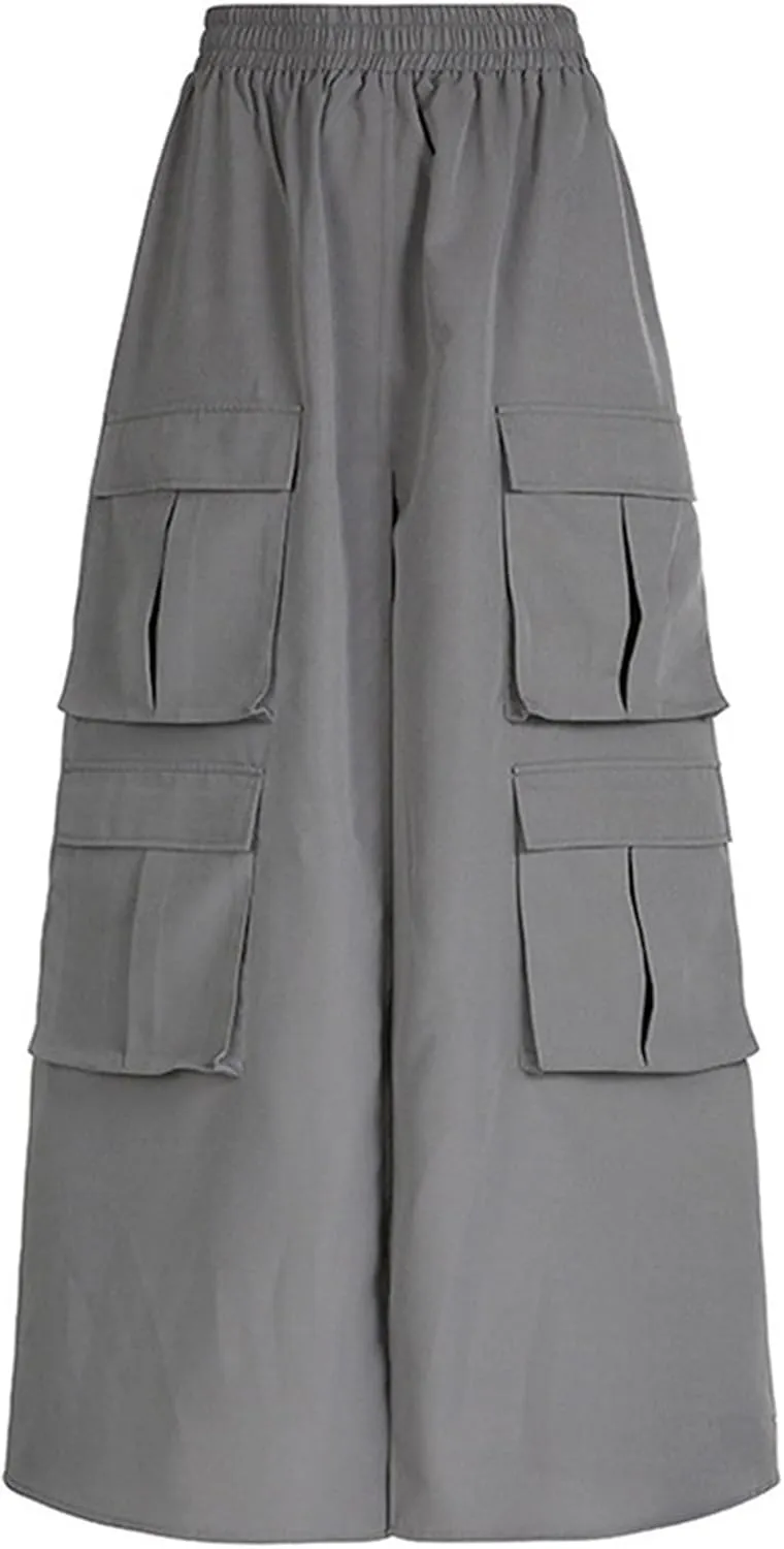 Maxi Skirt for Women Mid Waisted Skirt Casual Sexy Long Skirt Grey High Split Style Skirt