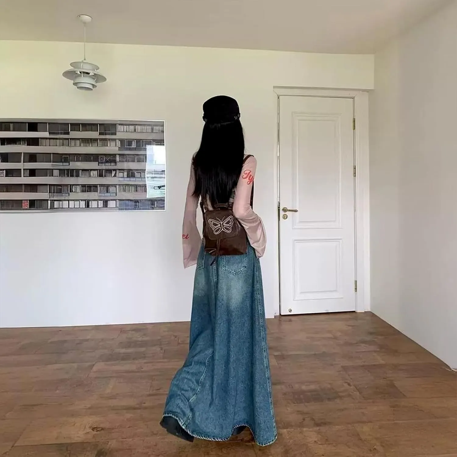 Maxi Skirt for Women Sexy High Waisted Skirt Casual Denim Long Skirt Colorful Polyester A Style Skirt