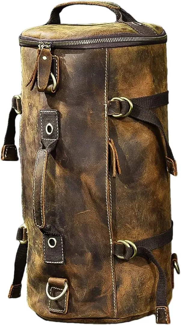 Men Genuine Leather Backpack Handbag Shoulder Crossbody Bag Small Travel Back Pack Bucket Bags