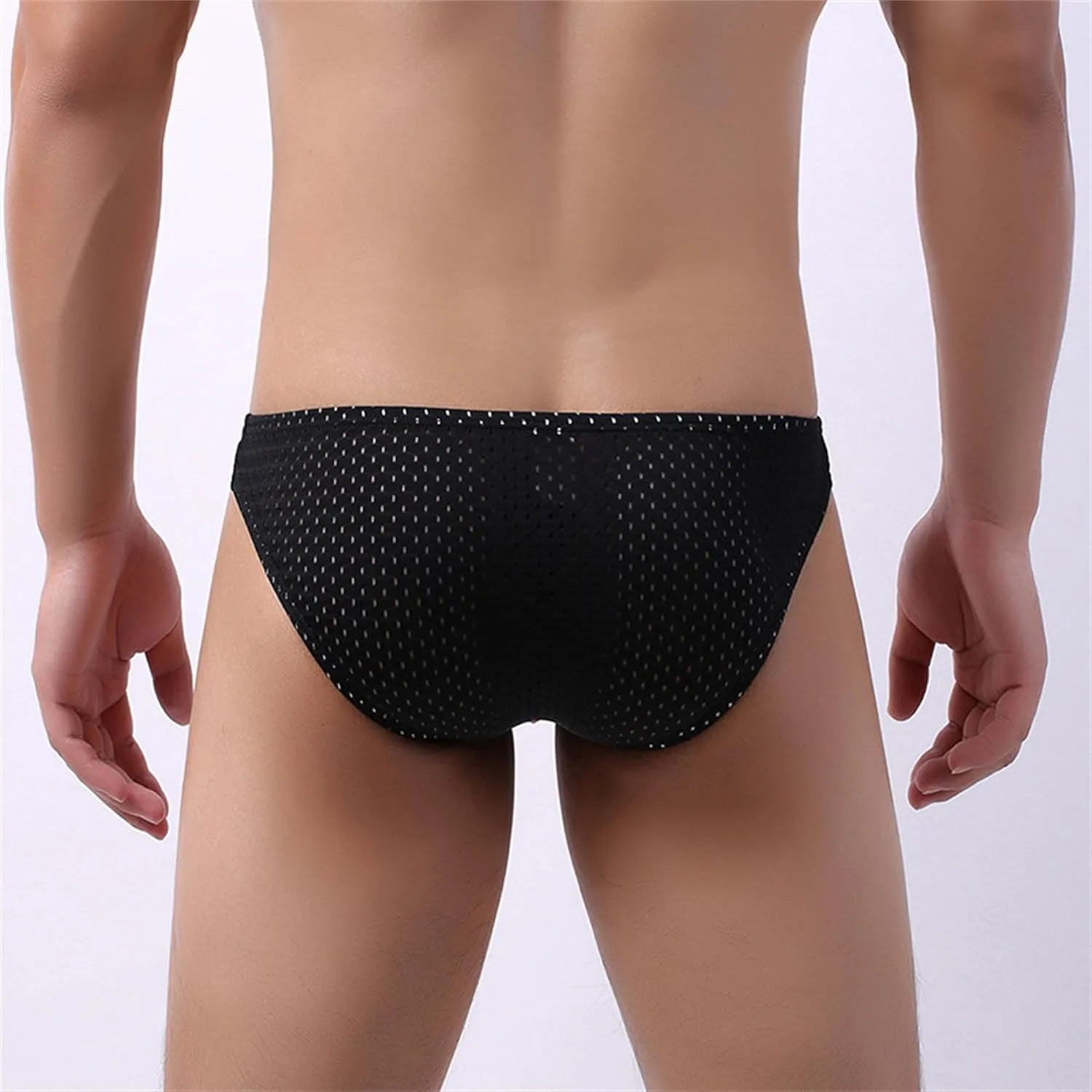 Men Sexy Briefs Ice Silk Underwear Solid Low Rise Bikini Underpants Mesh U Convex Pouch Bikinis Boxer Shorts