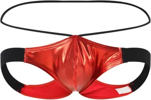 Men T Shaped Pants Leather Double Open Cut Underwear Color Matching Mesh Low Waisted Daily Oversized Lingeries Soft