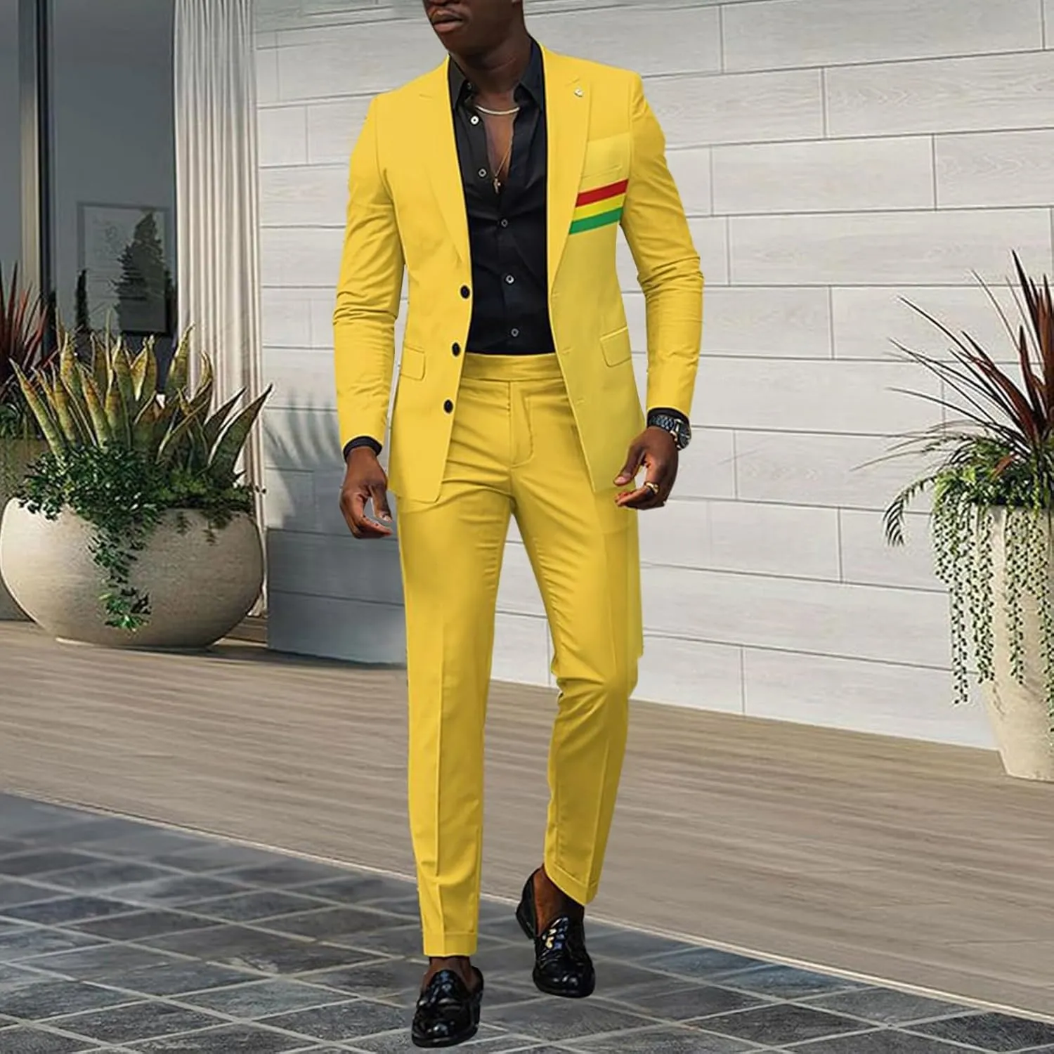 Mens 2 Piece Floral Print Suit Fashion Business Party Button Down Jacket Slim Fit Blazer Pants Wedding Dance Outfits