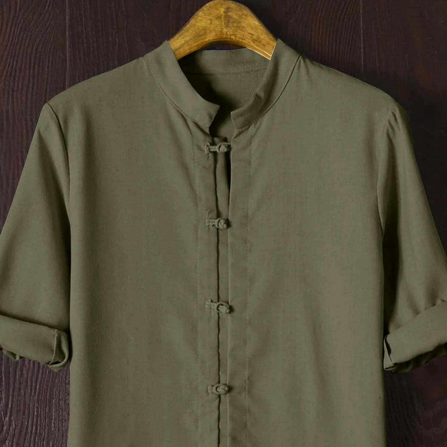 Mens 3/4 Length Sleeve Shirts Casual Button Up Summer Linen Shirt Loose Fit Solid Color Vacation Trendy Outfits