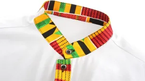Men's African Dashiki Shirts Hipster Patchwork Dress Shirt Slim Fit Mandarin Collar Long Sleeve Button up Shirt