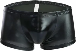 Mens Boxer Briefs Trunks With Faux Leather Low Waisted Underwear Panties Erotic Sexy Novelty Design Trunks Underpants