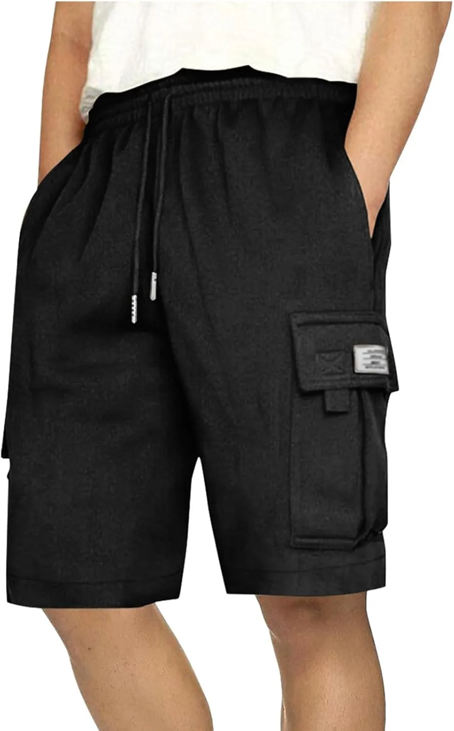 Men's Casual Cargo Shorts Slim Fit Drawstring Shorts Adjustable Elastic Waist Pants Fashion Simple Pants with Pockets