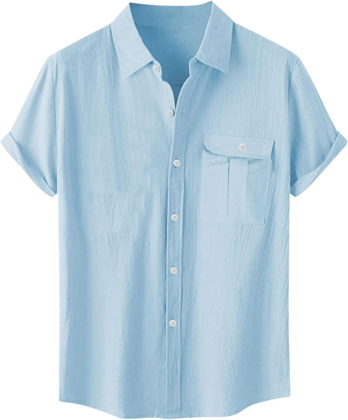 Men's Casual Cotton Linen Shirts Short Sleeve Button Down Shirt Summer Beach Tops Vacation Wedding Party Outfits