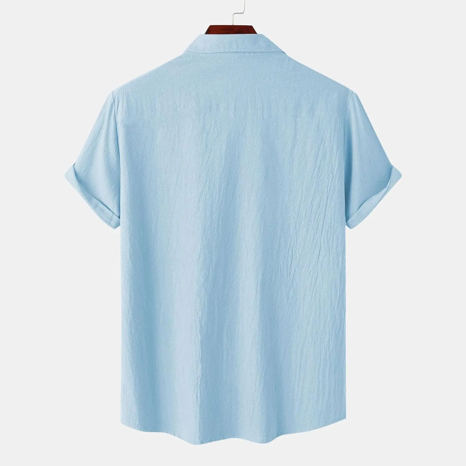 Men's Casual Cotton Linen Shirts Short Sleeve Button Down Shirt Summer Beach Tops Vacation Wedding Party Outfits