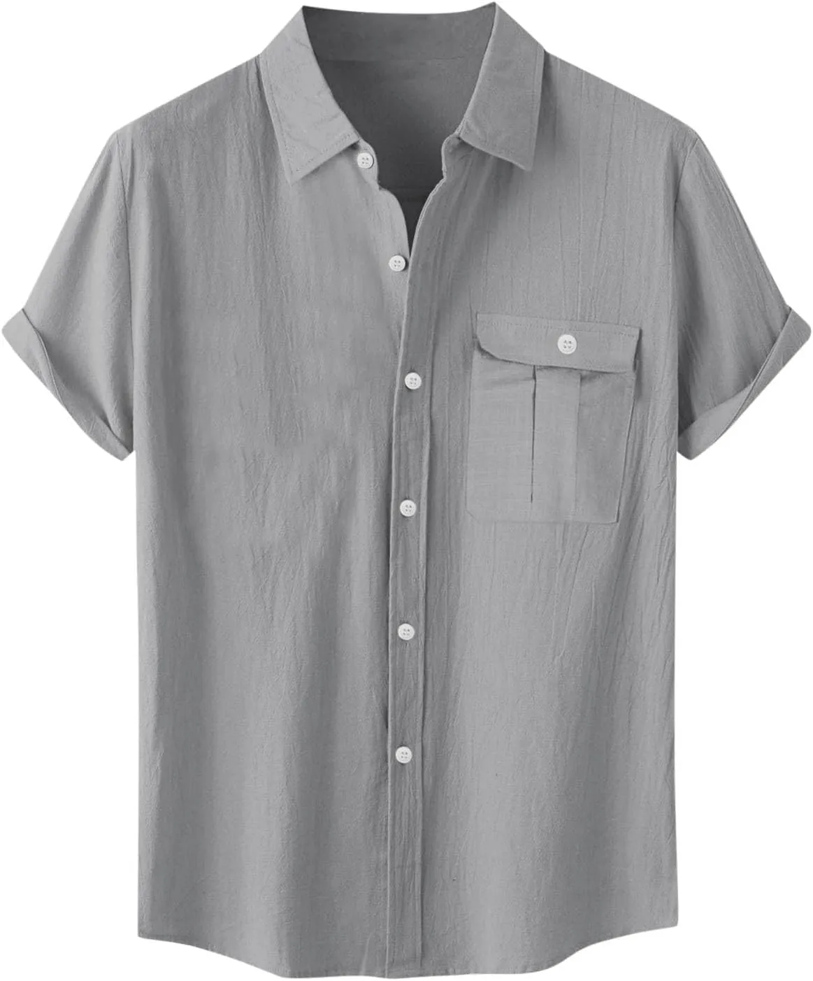 Men's Casual Cotton Linen Shirts Short Sleeve Button Down Shirt Summer Beach Tops Vacation Wedding Party Outfits