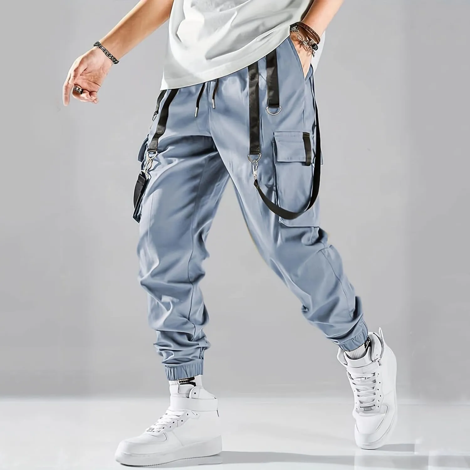Men's Casual Joggers Pants Cotton Drawstring Chino Cargo Pants Hiking Outdoor Twill Track Jogging Sweatpants Men Active Pants