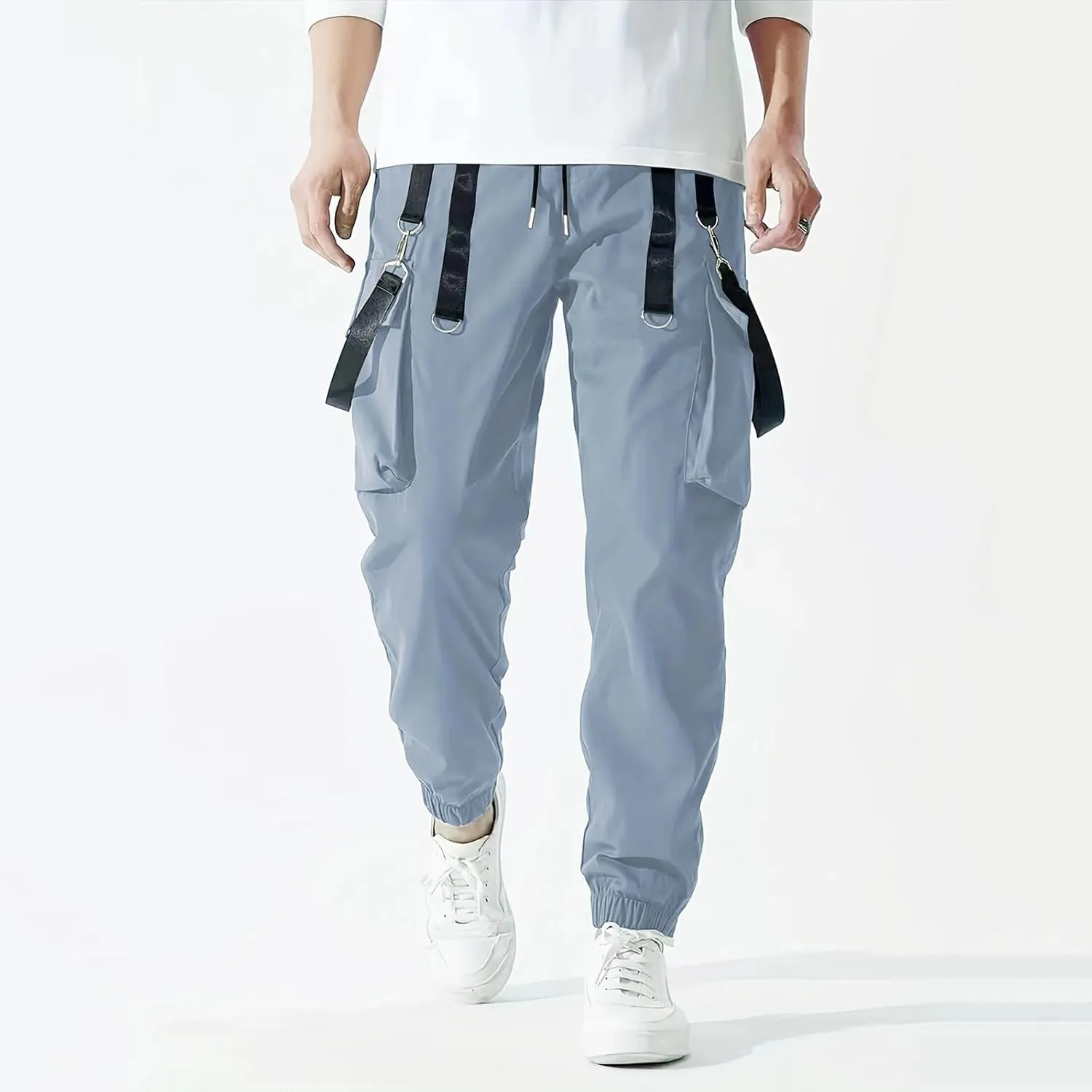 Men's Casual Joggers Pants Cotton Drawstring Chino Cargo Pants Hiking Outdoor Twill Track Jogging Sweatpants Men Active Pants