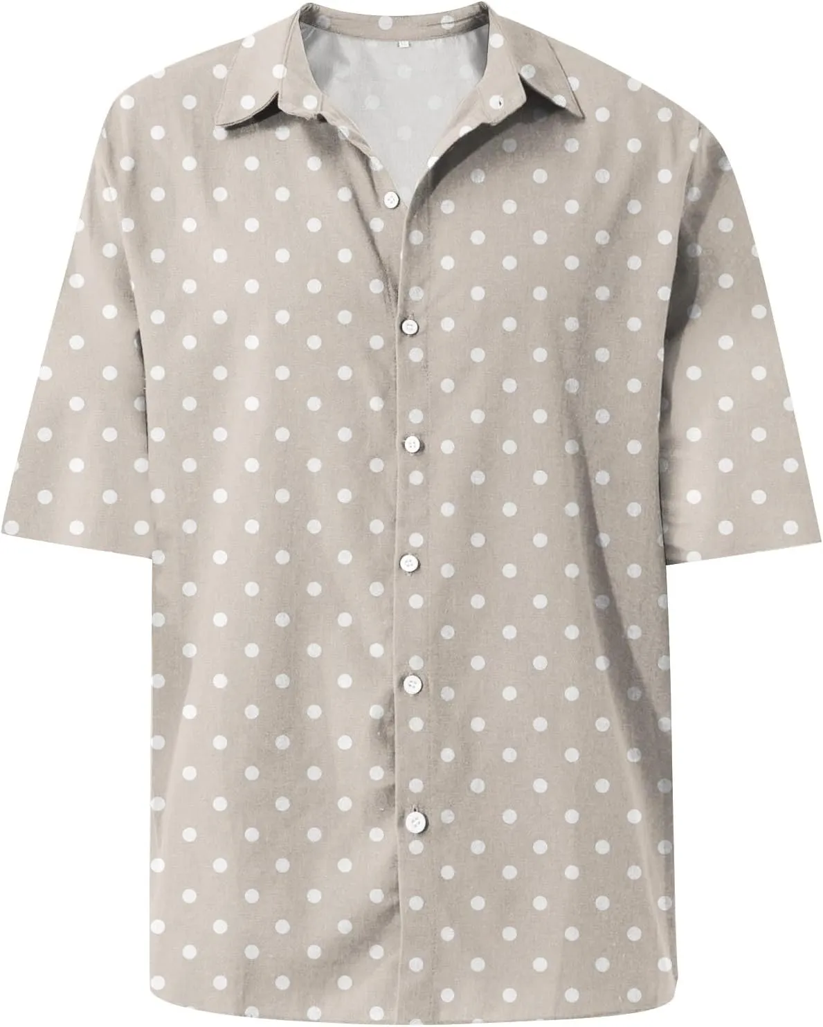 Men's Casual Polka Dot Shirts Short Sleeve Button Down Blouse Summer Beach Hawaiian Stylish Tee Tops Funny Shirt