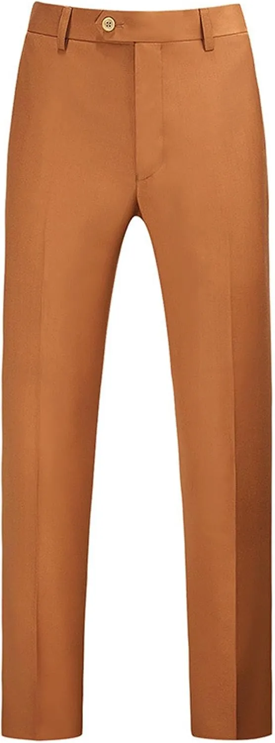 Mens Classic Basic Dress Pants Flat Front Skinny Stretch Chinos Casual Slim Fit Solid Color Straight Leg Suit Pants