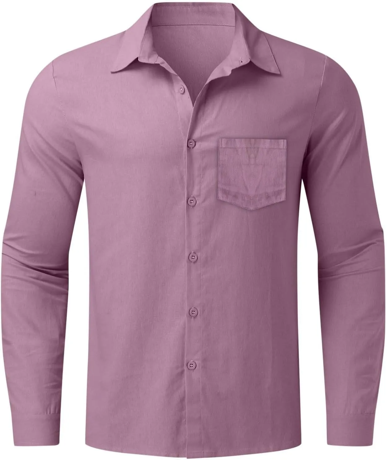 Mens Cotton Linen Long Sleeve Shirts Casual Lightweight Button Down T-shirts Summer Vacation Beach Tops Cuban Shirt