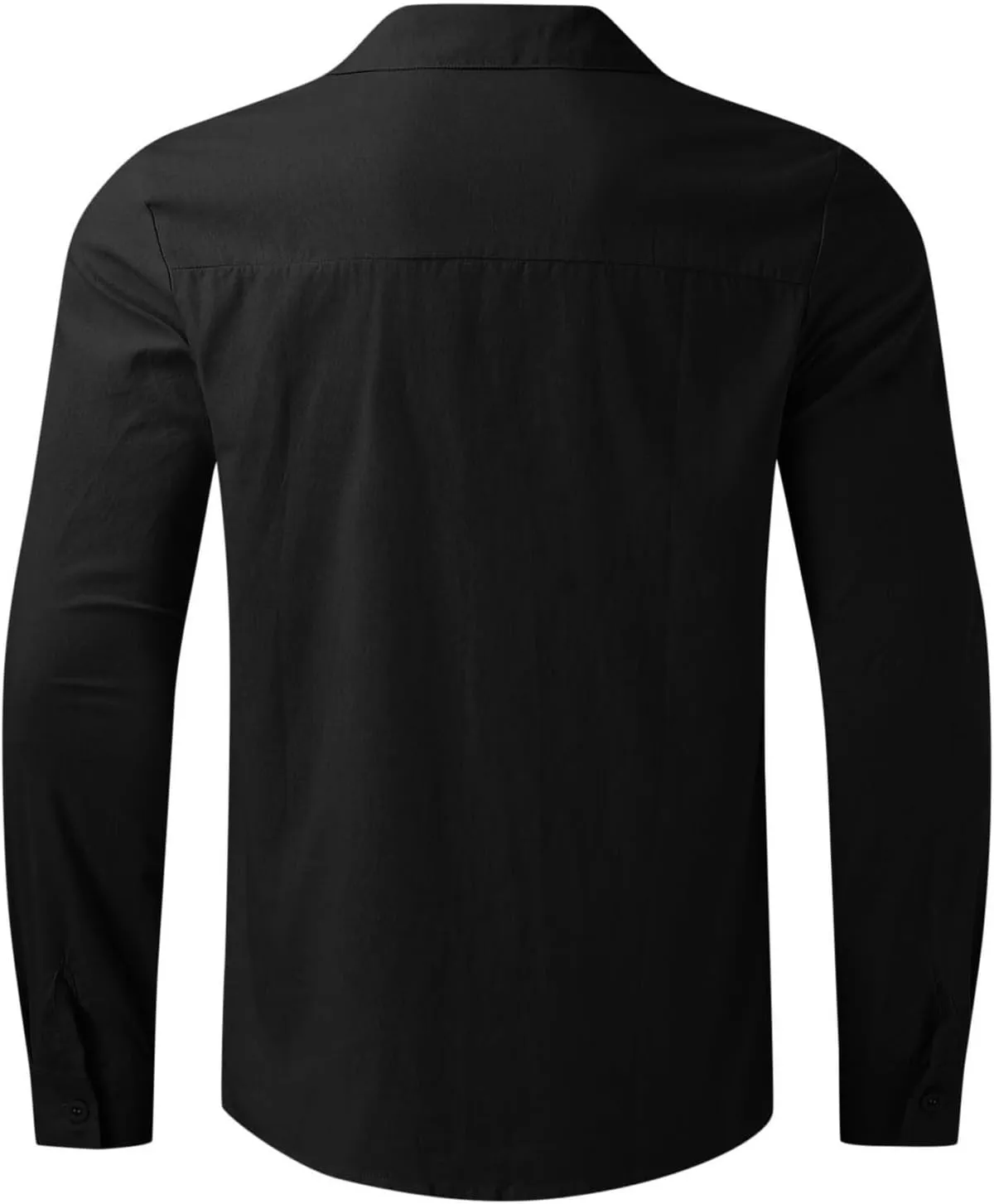 Mens Cotton Linen Long Sleeve Shirts Casual Lightweight Button Down T-shirts Summer Vacation Beach Tops Cuban Shirt